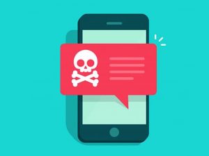 cellulare con icona di messaggio pericoloso